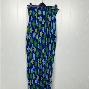 Sammy B x Target Collab Women Pants M Blue Floral High Rise Ruffle Stretch Waist
